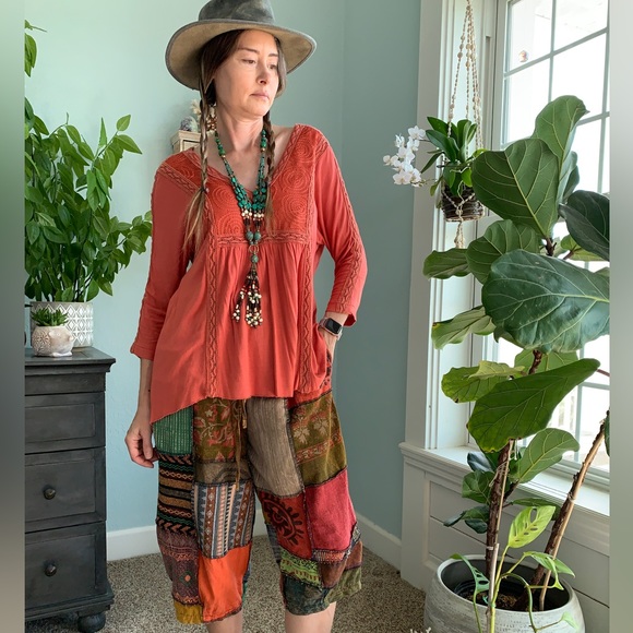 Anthropologie Orange Boho Top - Picture 4 of 4